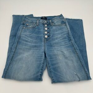 7 For All Mankind High Waist Cropped Straight Jeans w/ Button Fly Size 24